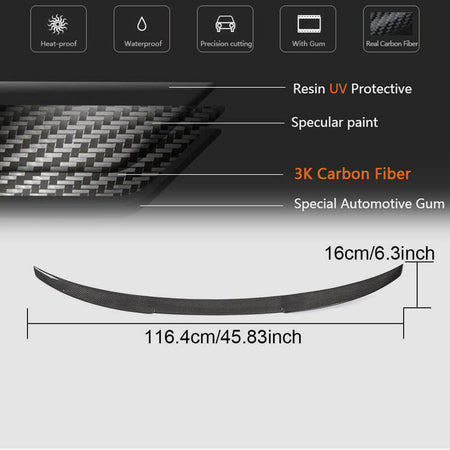 Audi A3 Sline S3 RS3 8V 8V.5 Sedan 2014-2020 Rear Trunk Spoiler Carbon Fiber-Ahacarbon