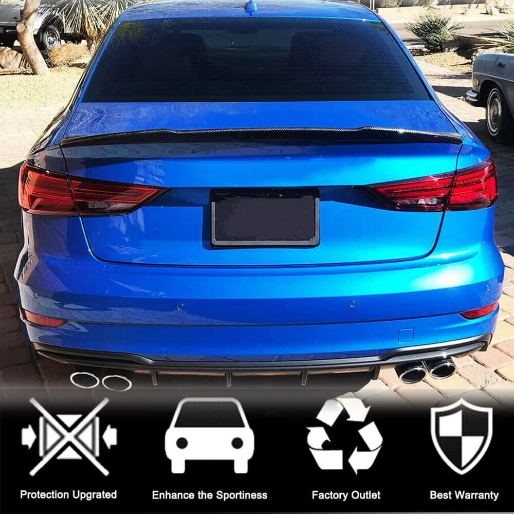 Audi A3 Sline S3 8V 8V.5 Sedan 2014-2020 Rear Trunk Spoiler Carbon Fiber/FRP-Ahacarbon