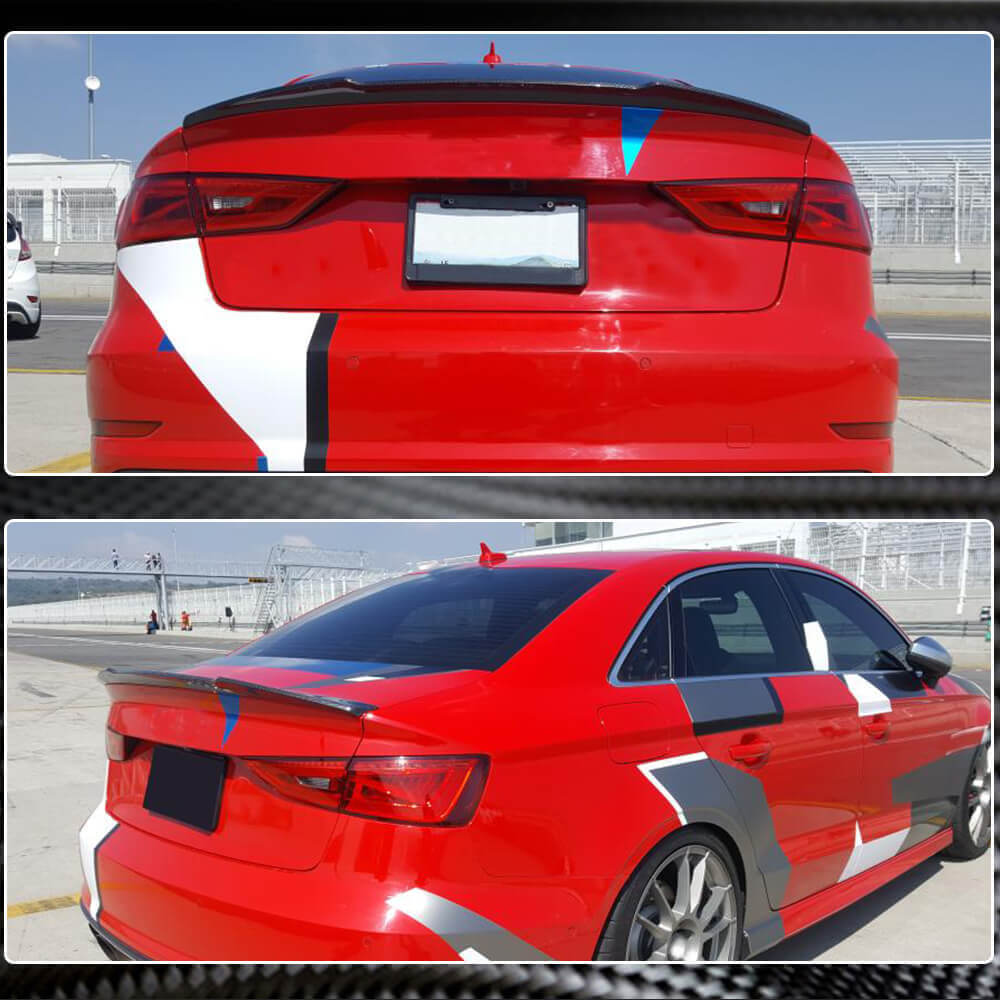 Audi A3 Sline S3 8V 8V.5 Sedan 2014-2020 Rear Trunk Spoiler Carbon Fiber/FRP-Ahacarbon