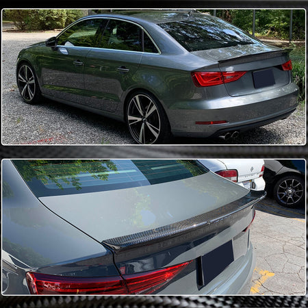 Audi A3 Sline S3 RS3 8V 8V.5 Sedan 2014-2020 Rear Trunk Spoiler Carbon Fiber-Ahacarbon