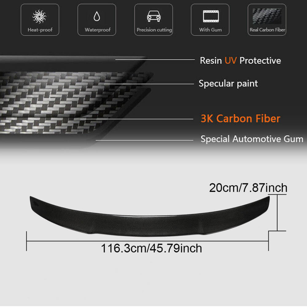 Audi A3 Sline S3 RS3 8V 8V.5 Sedan 2014-2020 Rear Trunk Spoiler Carbon Fiber-Ahacarbon