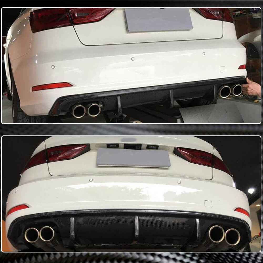 Audi A3 8V Sedan Pre-facelift 2014-2016 Rear Bumper Diffuser Carbon Fiber (Not for A3 Sline & S3)-Ahacarbon