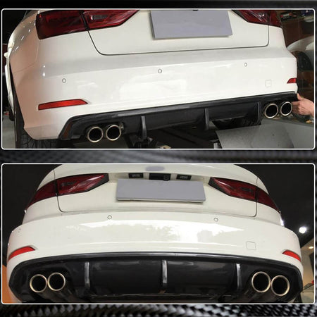 Audi A3 8V Sedan Pre-facelift 2014-2016 Rear Bumper Diffuser Carbon Fiber (Not for A3 Sline & S3)-Ahacarbon