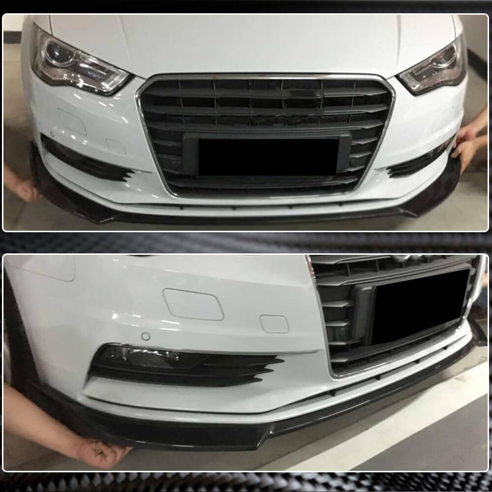Audi A3 Base 8V Sedan 2014-2016 Front Bumper Lip Carbon Fiber-Ahacarbon