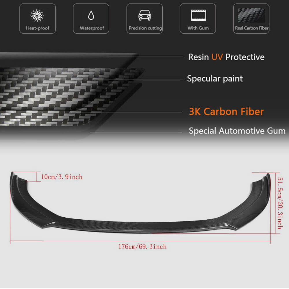 Audi A3 Base 8V Sedan 2014-2016 Front Bumper Lip Carbon Fiber-Ahacarbon