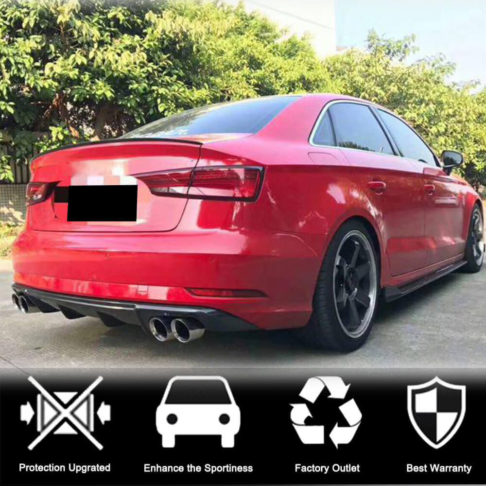 Audi A3 8V.5 Base Sedan Facelift 2017-2020 Rear Bumper Diffuser Carbon Fiber (Non-Sline Non-S3)-Ahacarbon