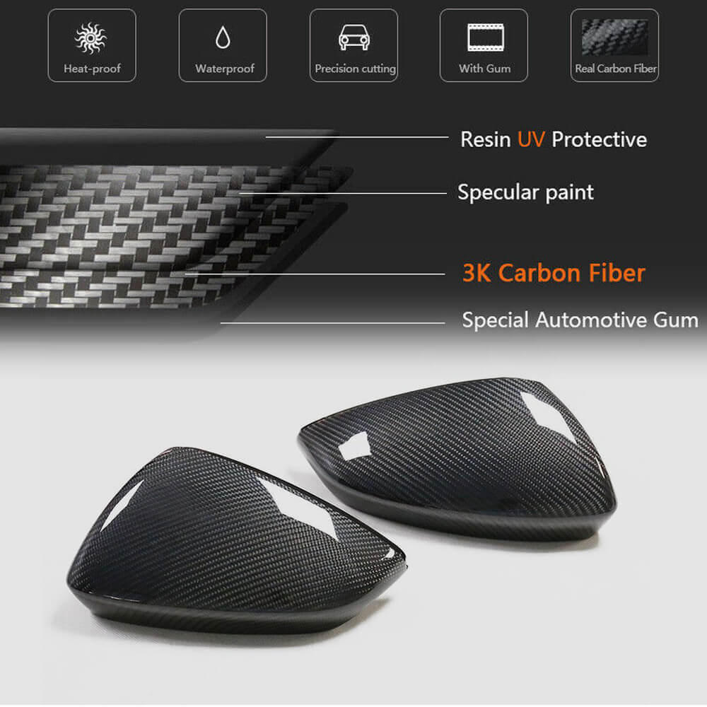 Audi A3 Sline S3 RS3 8Y Sedan 2021UP Mirror Cover Caps LHD Carbon Fiber-Ahacarbon