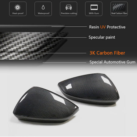 Audi A3 Sline S3 RS3 8Y Sedan 2021UP Mirror Cover Caps LHD Carbon Fiber-Ahacarbon