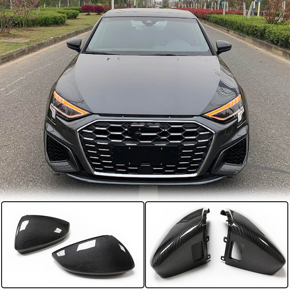 Audi A3 Sline S3 RS3 8Y Sedan 2021UP Mirror Cover Caps LHD Carbon Fiber-Ahacarbon