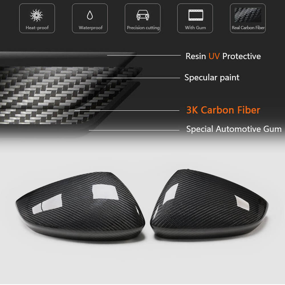 Audi A3 Sline S3 RS3 8Y Sedan 2021UP Mirror Cover Caps LHD Carbon Fiber-Ahacarbon