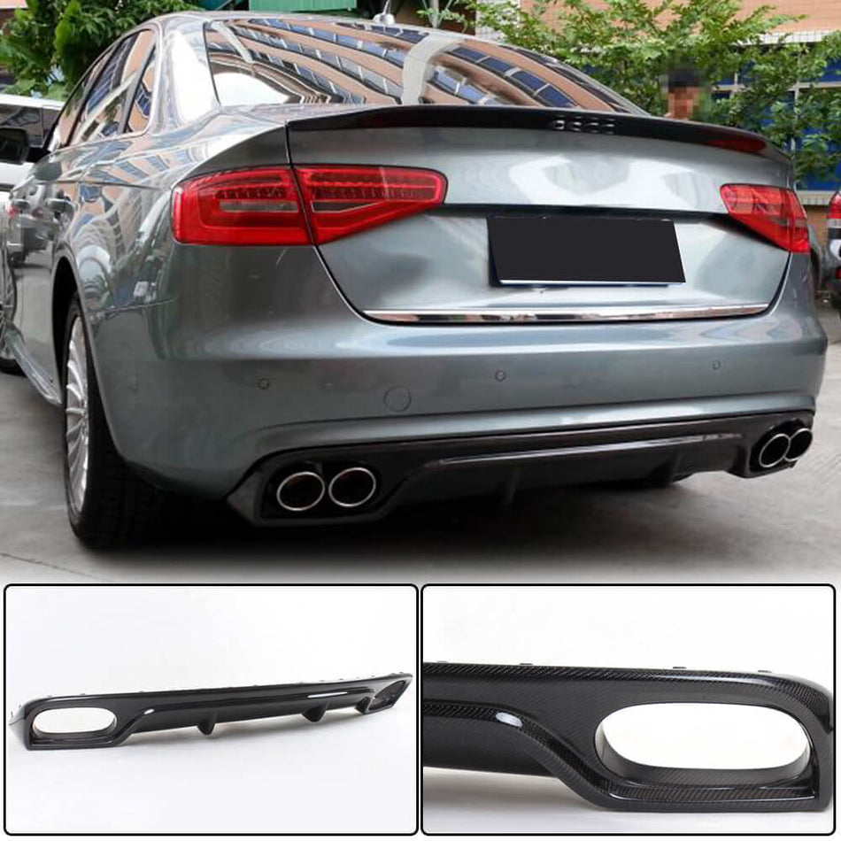 Audi A4 B8.5 Base Sedan Facelift 2013-2016 Rear Bumper Diffuser Carbon Fiber-Ahacarbon