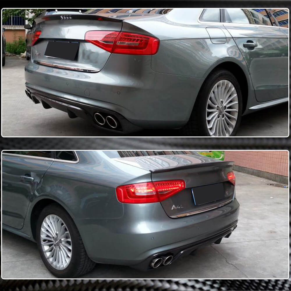 Audi A4 B8.5 Base Sedan Facelift 2013-2016 Rear Bumper Diffuser Carbon Fiber-Ahacarbon