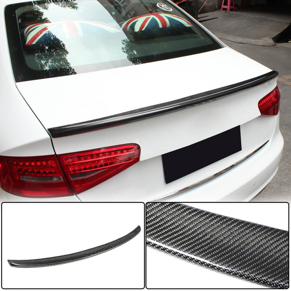 Audi A4 B8.5 Non-Sline Non-S4 Sedan Facelift 2013-2016 Rear Trunk Spoiler Carbon Fiber-Ahacarbon