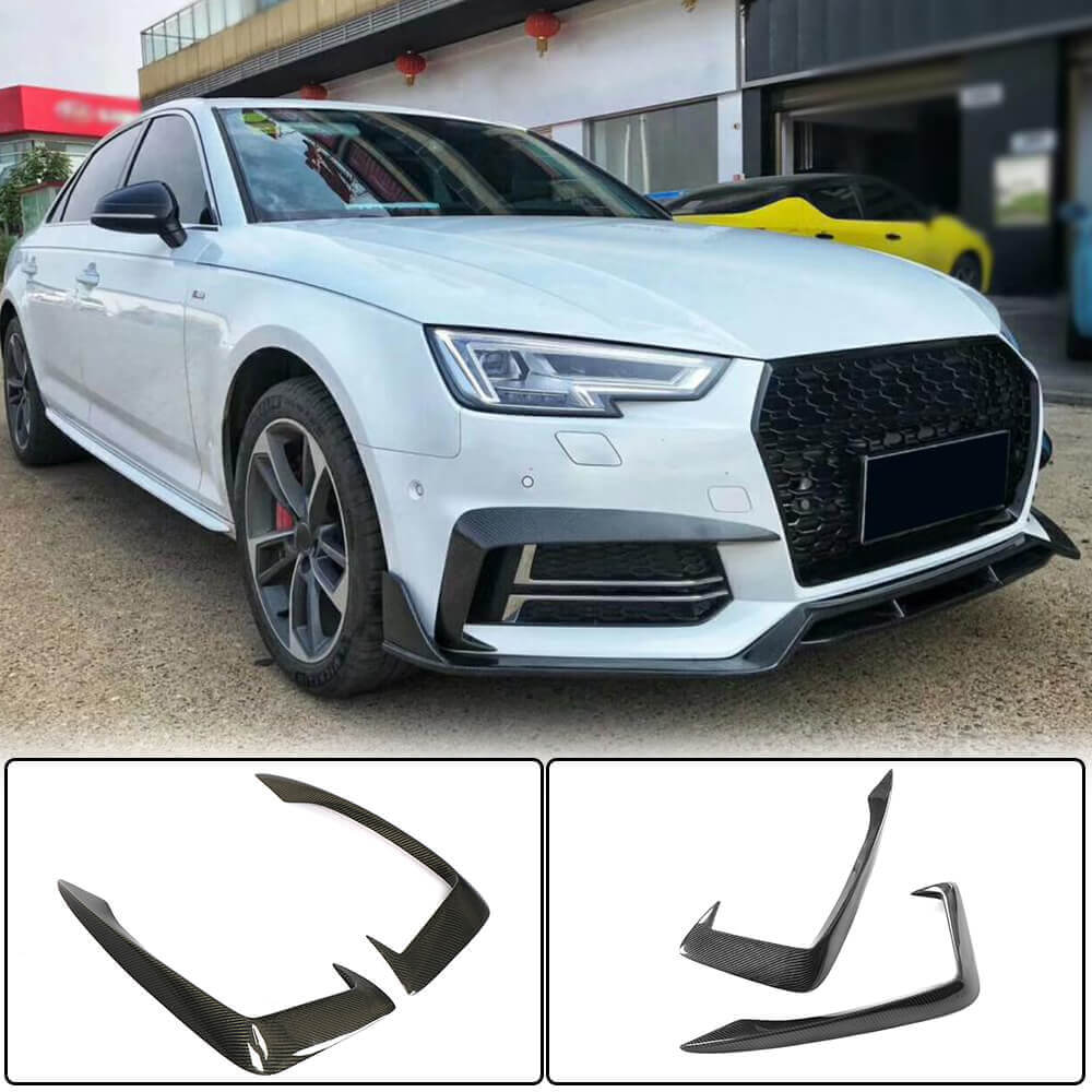 Audi A4 Sline B9 Sedan 2017-2020 Front Fog Lamp Covers Carbon Fiber-Ahacarbon