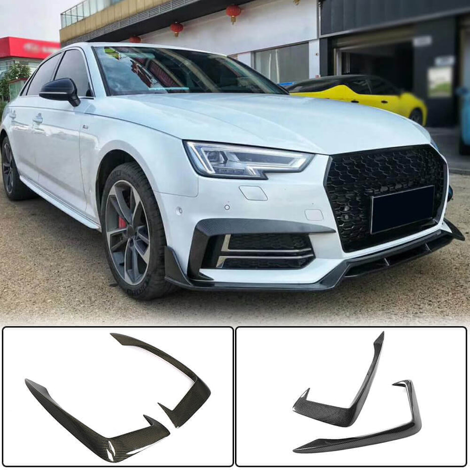 Audi A4 Sline B9 Sedan 2017-2020 Front Fog Lamp Covers Carbon Fiber-Ahacarbon