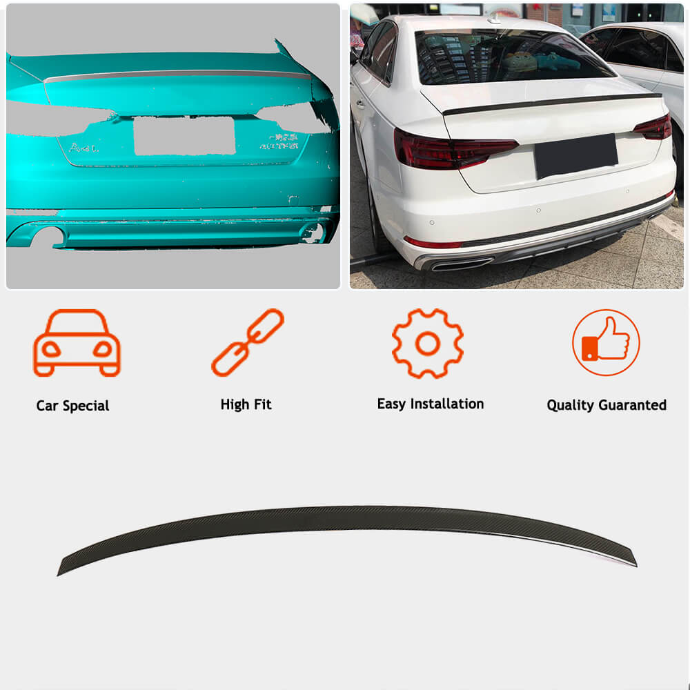 Audi A4 Sline S4 B9 B9.5 Sedan 2017-2023 Rear Trunk Spoiler Carbon Fiber-Ahacarbon