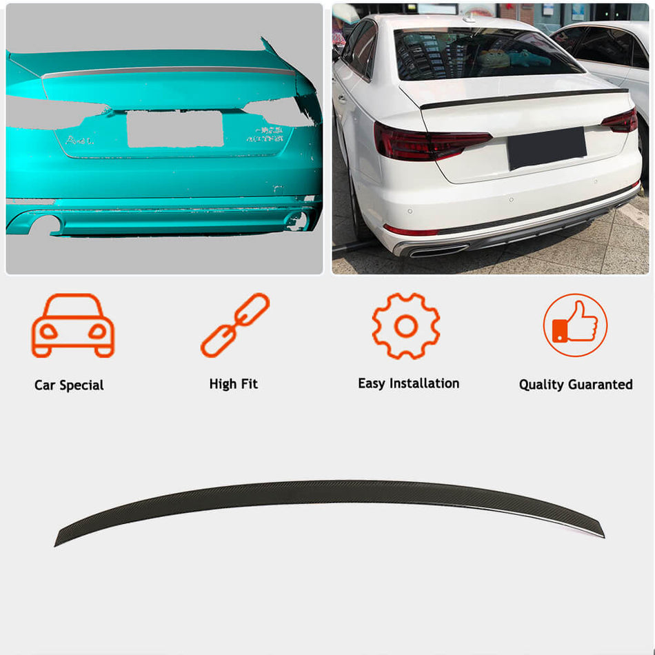 Audi A4 Sline S4 B9 B9.5 Sedan 2017-2023 Rear Trunk Spoiler Carbon Fiber-Ahacarbon