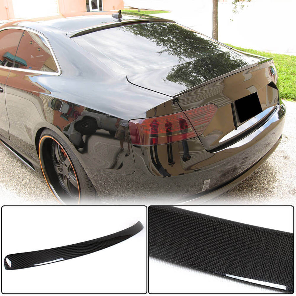 For Audi A5 B8 B8.5 Base Coupe Carbon Fiber Rear Roof Spoiler Window Wing Lip-Ahacarbon