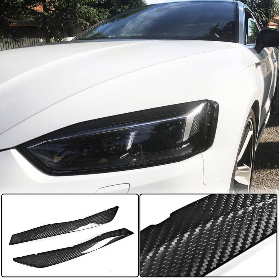 Audi A5 Sline S5 RS5 B9 2017-2020 Headlight Eyelids Lamp Eyebrows Carbon Fiber-Ahacarbon