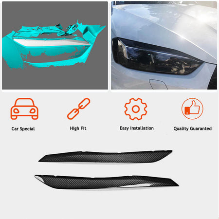 Audi A5 Sline S5 RS5 B9 2017-2020 Headlight Eyelids Lamp Eyebrows Carbon Fiber-Ahacarbon