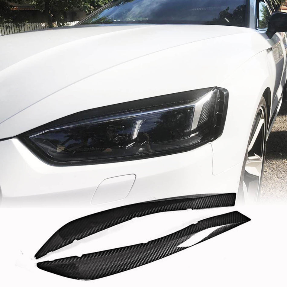 Audi A5 Sline S5 RS5 B9 2017-2020 Headlight Eyelids Lamp Eyebrows Carbon Fiber-Ahacarbon