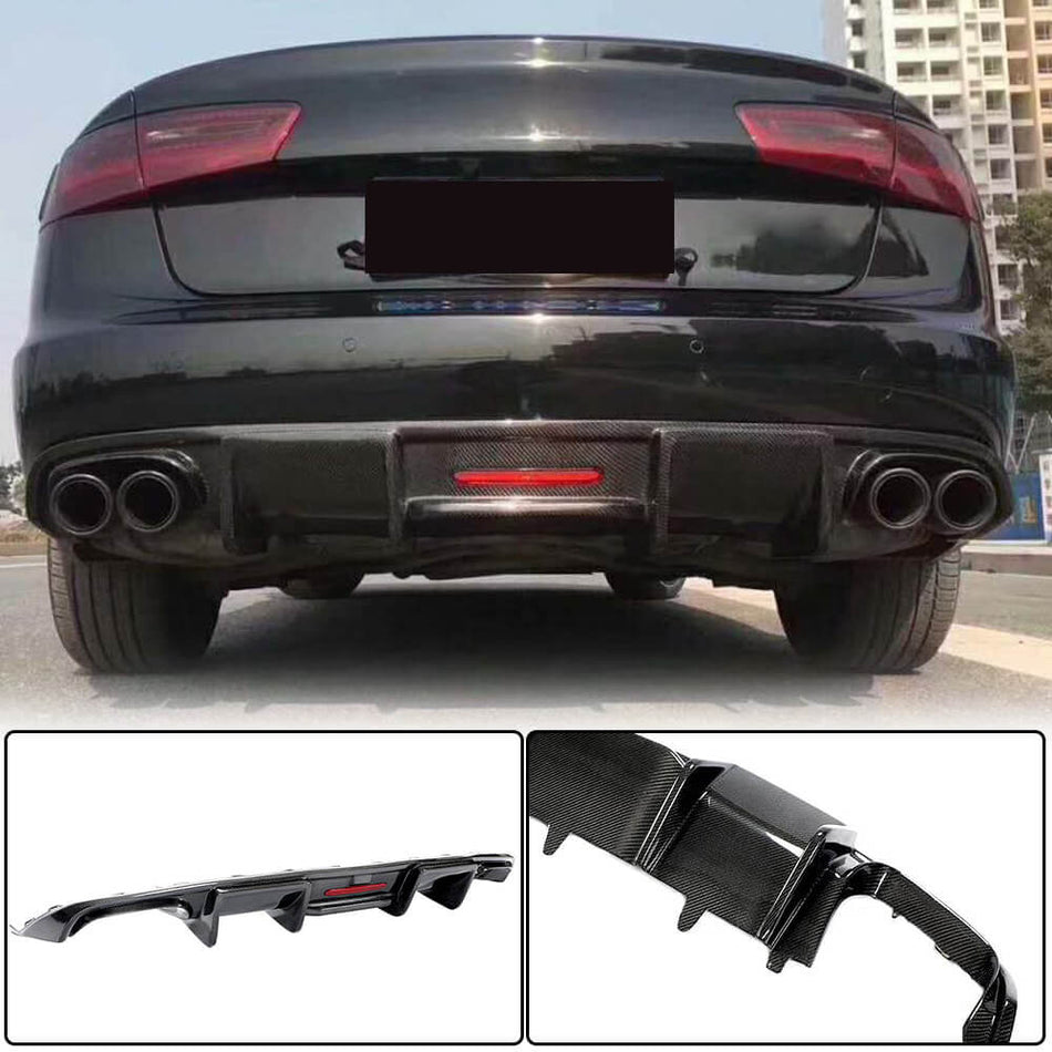 Audi A6 C7.5 Base Sedan 2016-2019 Rear Bumper Diffuser Carbon Fiber-Ahacarbon