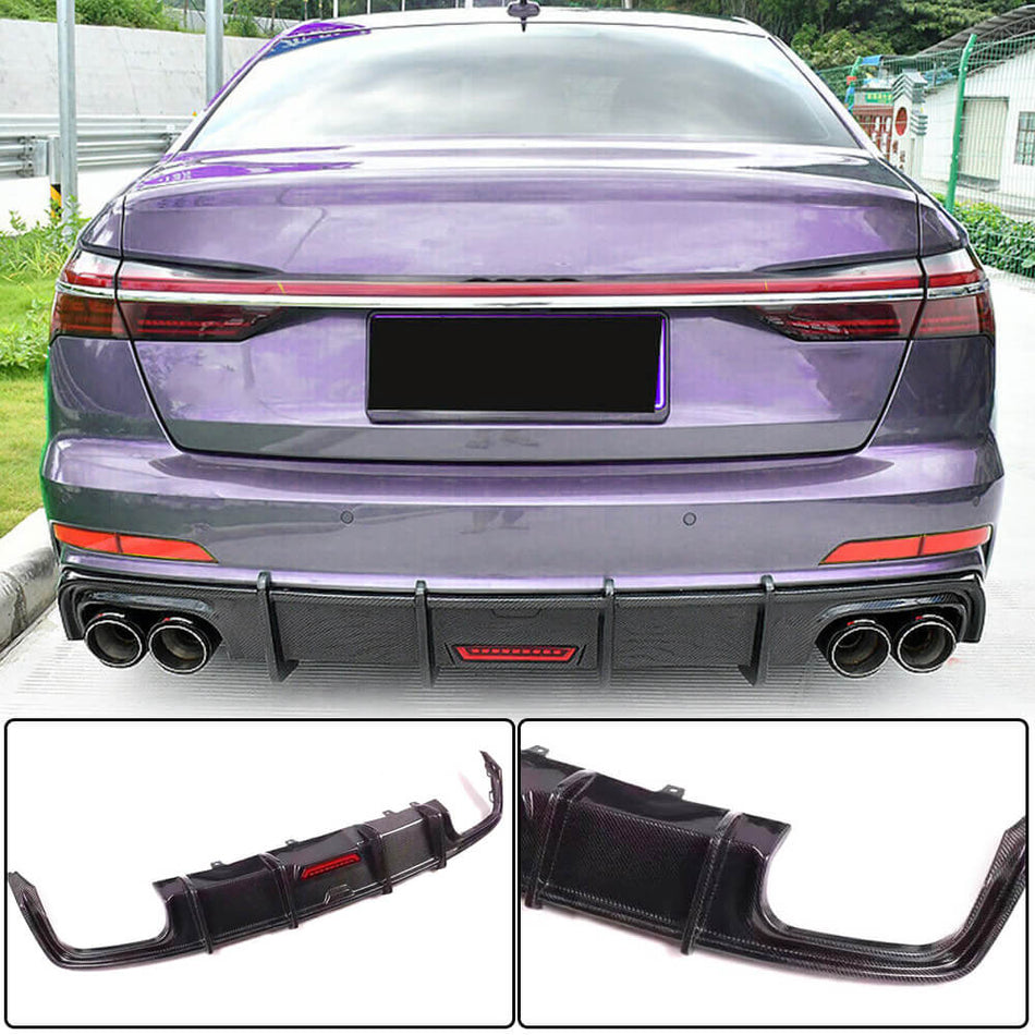 Audi A6 C8 Quattro Base Sedan 2020-2022 Rear Bumper Diffuser Carbon Fiber-Ahacarbon