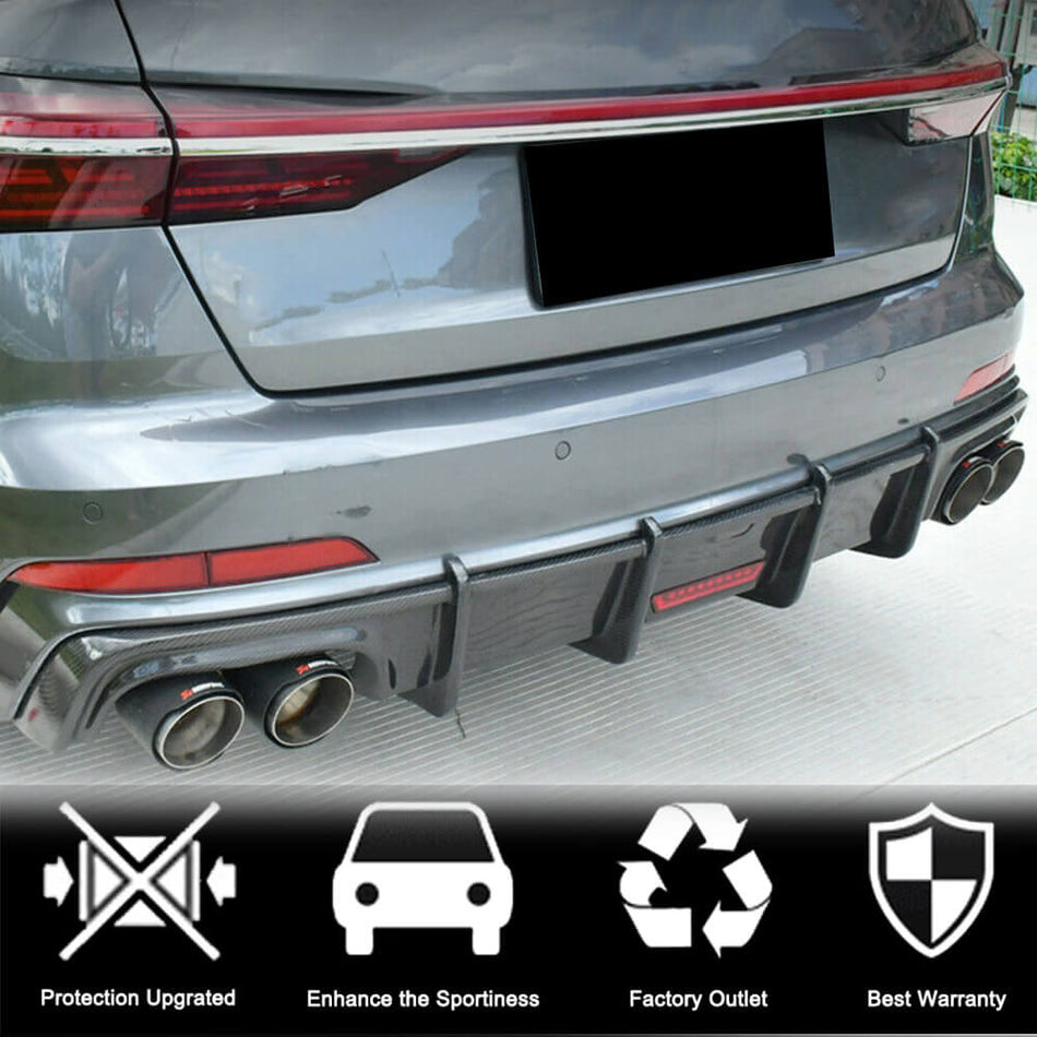 Audi A6 C8 Quattro Base Sedan 2020-2022 Rear Bumper Diffuser Carbon Fiber-Ahacarbon