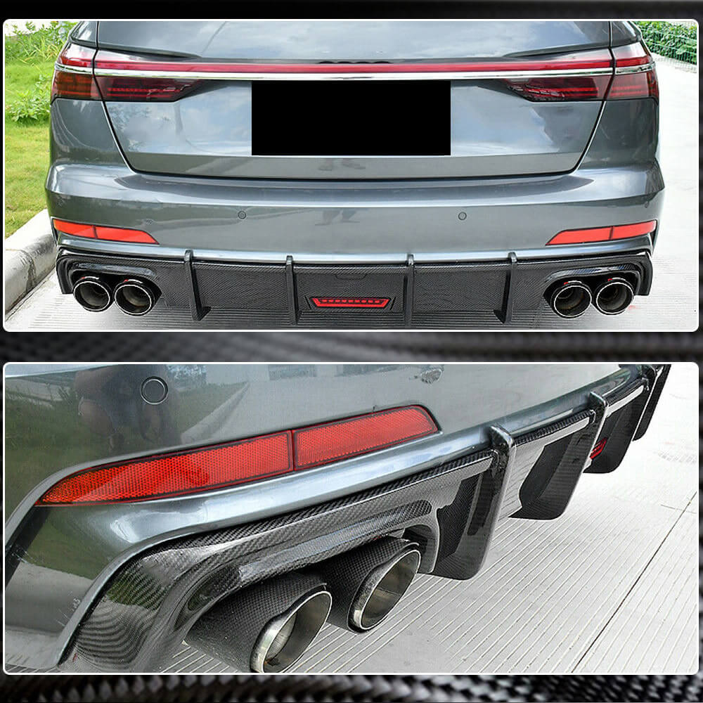 Audi A6 C8 Quattro Base Sedan 2020-2022 Rear Bumper Diffuser Carbon Fiber-Ahacarbon