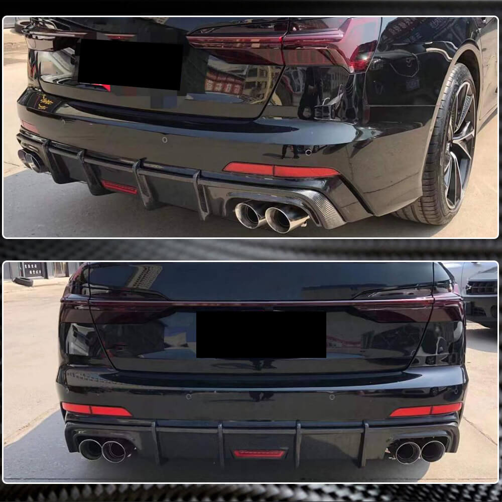 Audi A6 C8 Quattro Base Sedan 2020-2022 Rear Bumper Diffuser Carbon Fiber-Ahacarbon