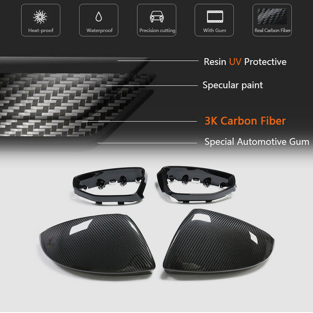 Audi A6 S6 RS6 (C8) A7 S7 RS7 (4K8) A8 S8 (D5) (Quattro) Replacement Mirror Covers LHD Dry Carbon Fiber-Ahacarbon