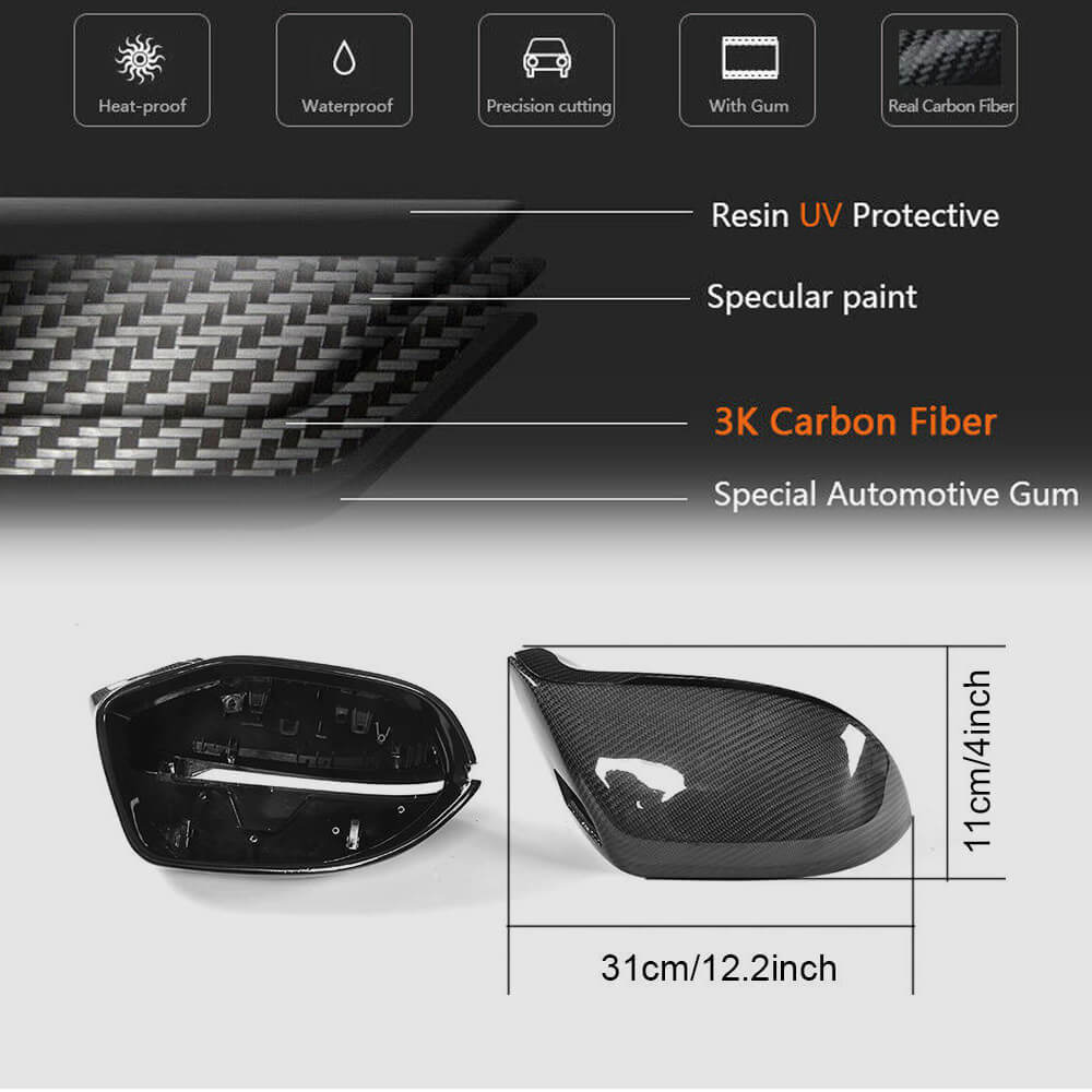 Audi A7 Sline S7 RS7 C7 C7.5 2011-2018 Replacement Side Mirror Covers Pair Carbon Fiber-Ahacarbon
