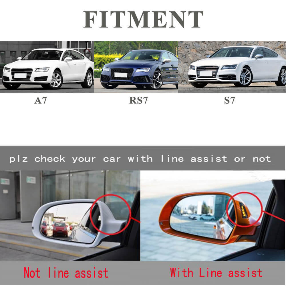 Audi A7 Sline S7 RS7 C7 C7.5 2011-2018 Replacement Side Mirror Covers Pair Carbon Fiber-Ahacarbon