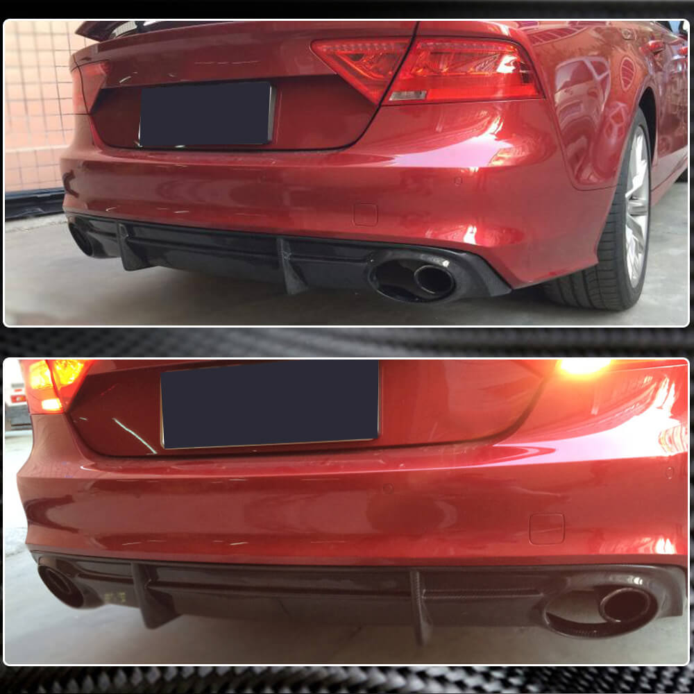 Audi A7 Sline Sportback 2011-2014 Rear Bumper Diffuser Carbon Fiber-Ahacarbon