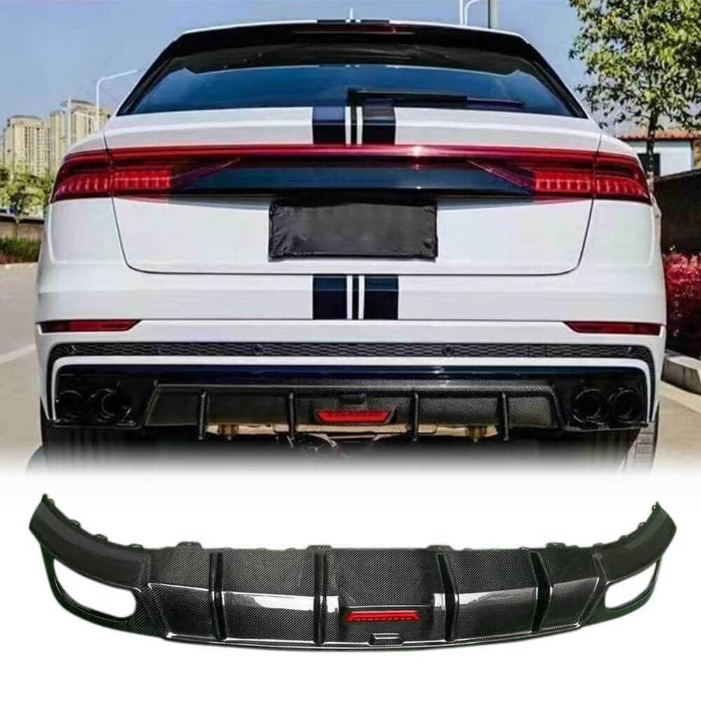 Audi Q8 SQ8 Sport Utility 4-Door 2019-2022 Rear Bumper Diffuser Carbon Fiber-Ahacarbon