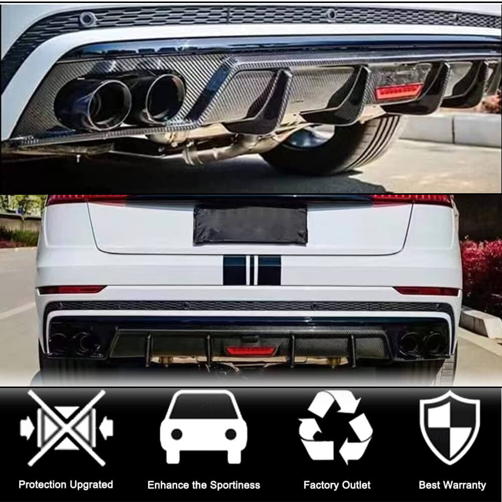 Audi Q8 SQ8 Sport Utility 4-Door 2019-2022 Rear Bumper Diffuser Carbon Fiber-Ahacarbon