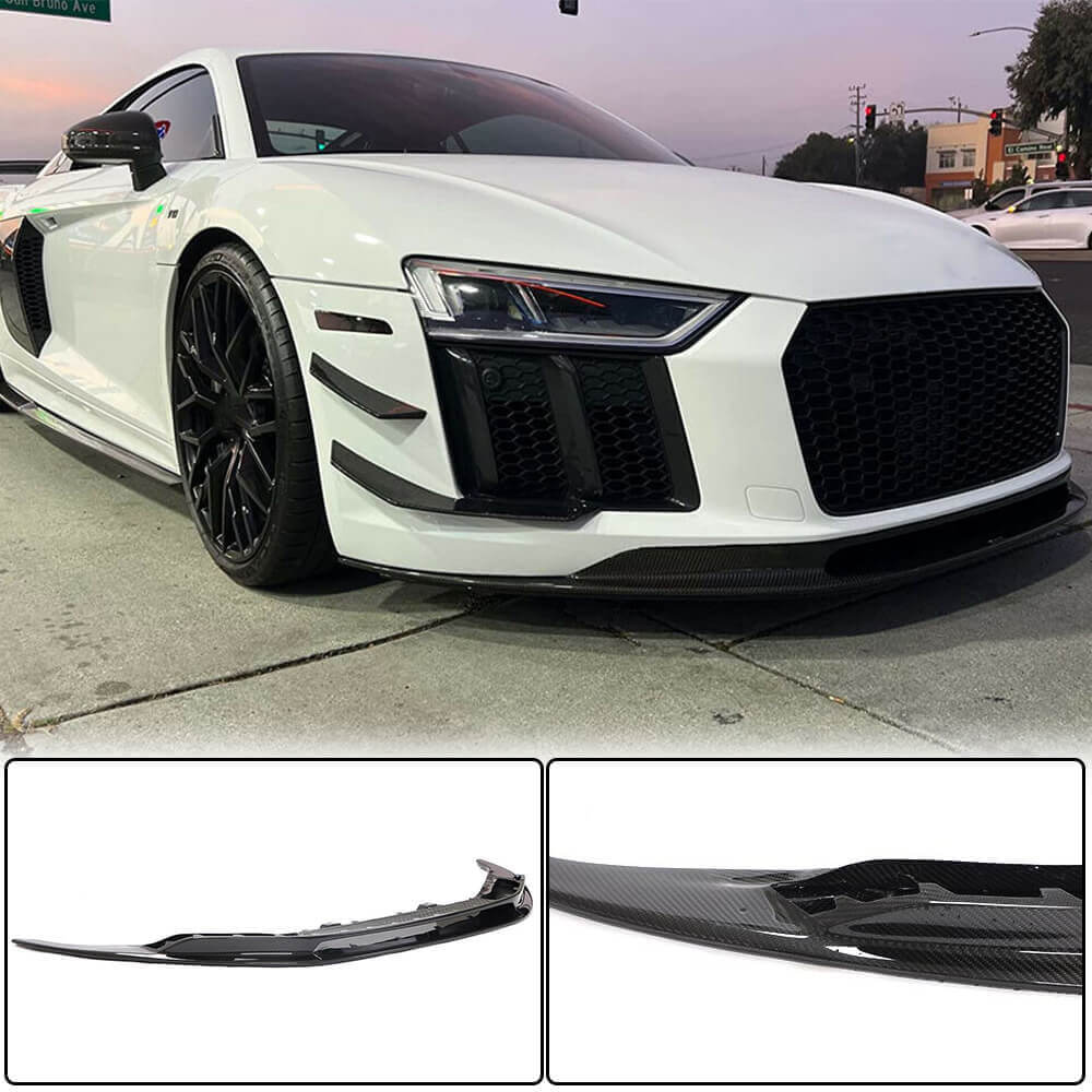 Audi R8 V10 Gen 2 4S 2016-2019 Front Bumper Lip Dry Carbon Fiber-Ahacarbon
