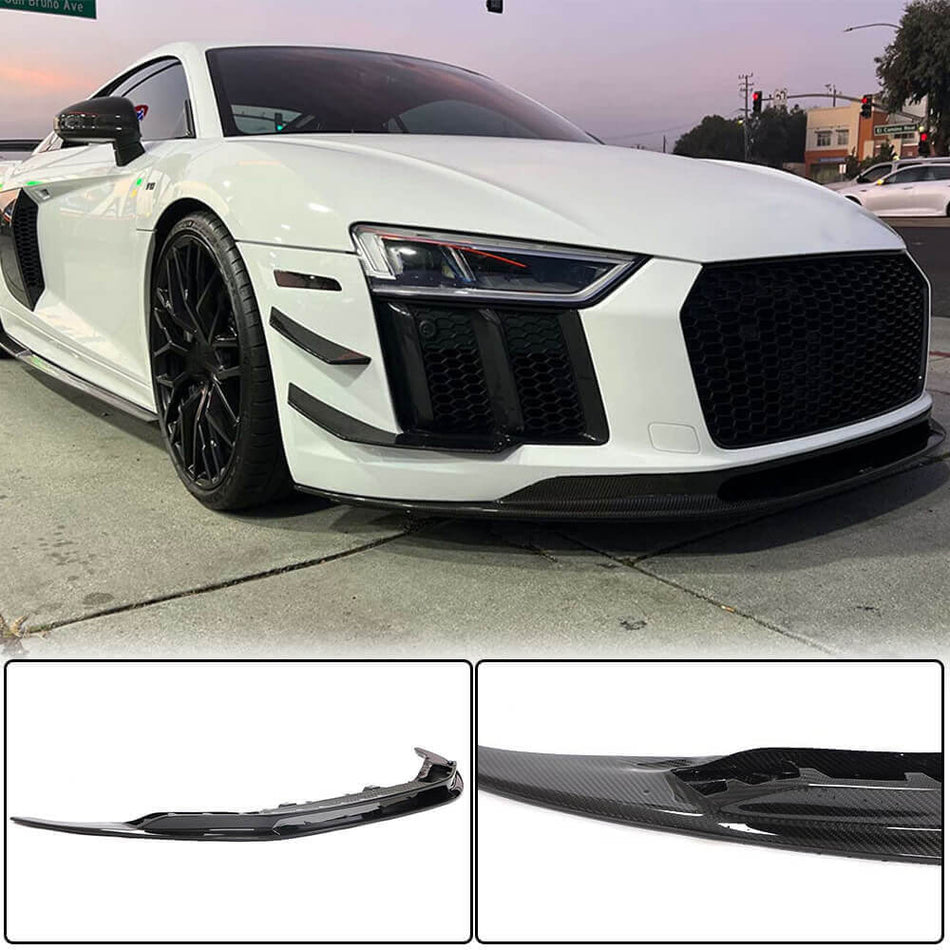 Audi R8 V10 Gen 2 4S 2016-2019 Front Bumper Lip Dry Carbon Fiber-Ahacarbon