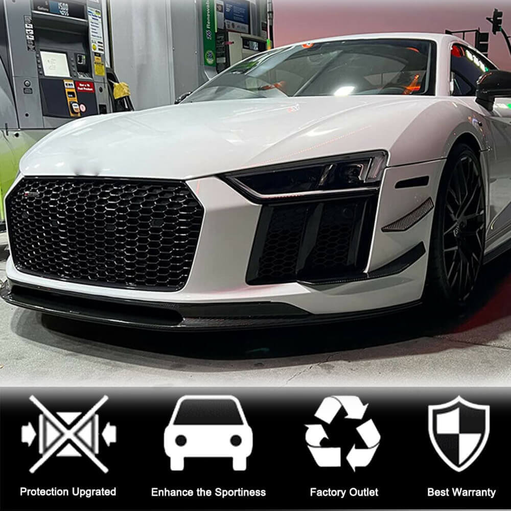 Audi R8 V10 Gen 2 4S 2016-2019 Front Bumper Lip Dry Carbon Fiber-Ahacarbon