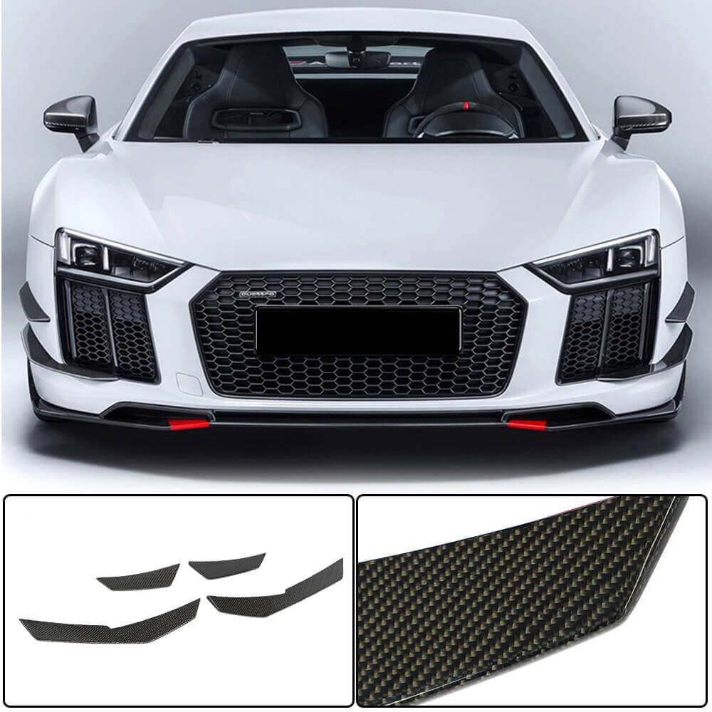 Audi R8 V10 Gen 2 4S 2016-2019 Front Bumper Fins Carbon Fiber-Ahacarbon
