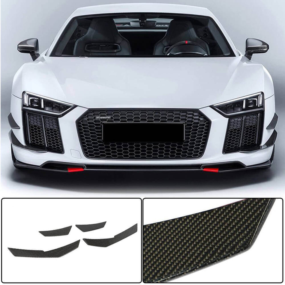 Audi R8 V10 Gen 2 4S 2016-2019 Front Bumper Fins Carbon Fiber-Ahacarbon
