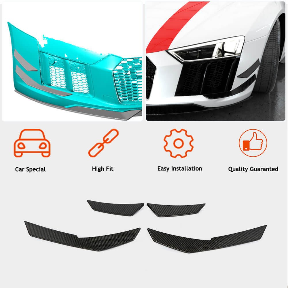 Audi R8 V10 Gen 2 4S 2016-2019 Front Bumper Fins Carbon Fiber-Ahacarbon