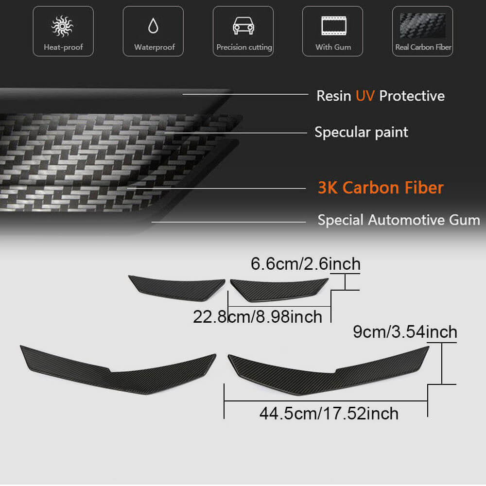 Audi R8 V10 Gen 2 4S 2016-2019 Front Bumper Fins Carbon Fiber-Ahacarbon