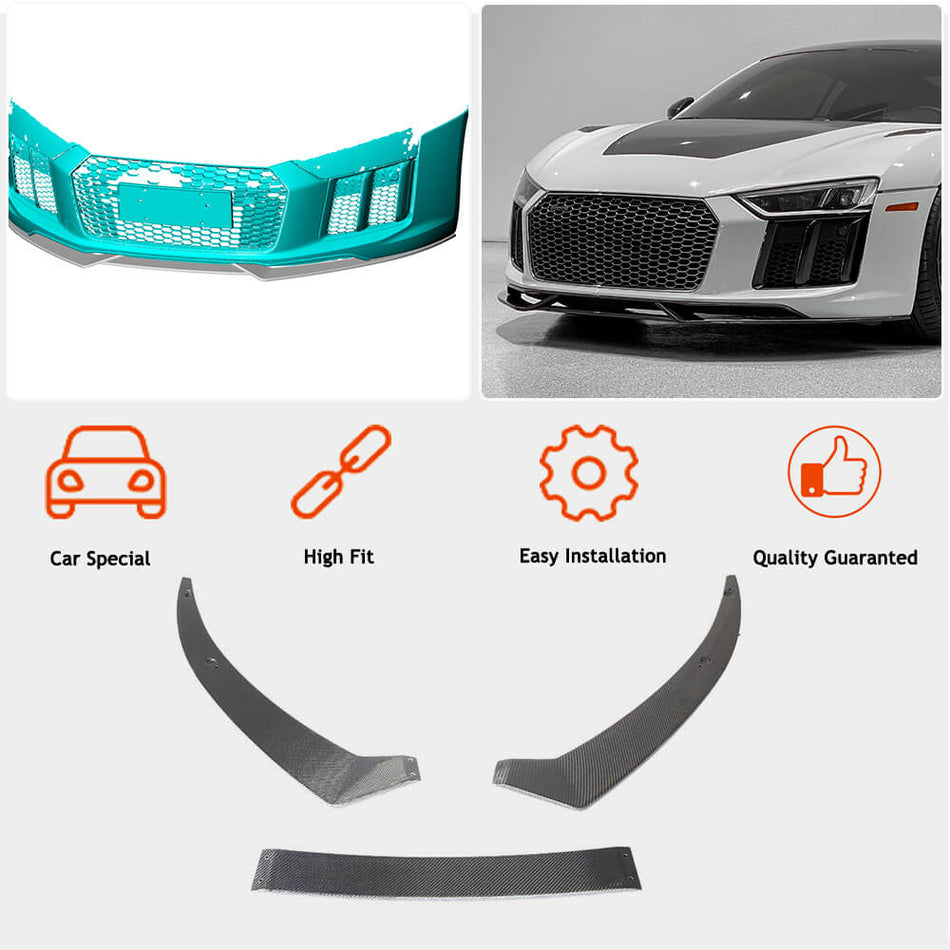 Audi R8 V10 Gen 2 4S 2016-2019 Front Bumper Lip Carbon Fiber-Ahacarbon