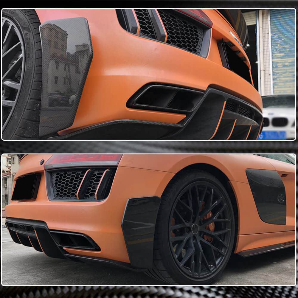Audi R8 V10 Gen 2 4S 2016-2019 Rear Bumper Splitters Carbon Fiber-Ahacarbon