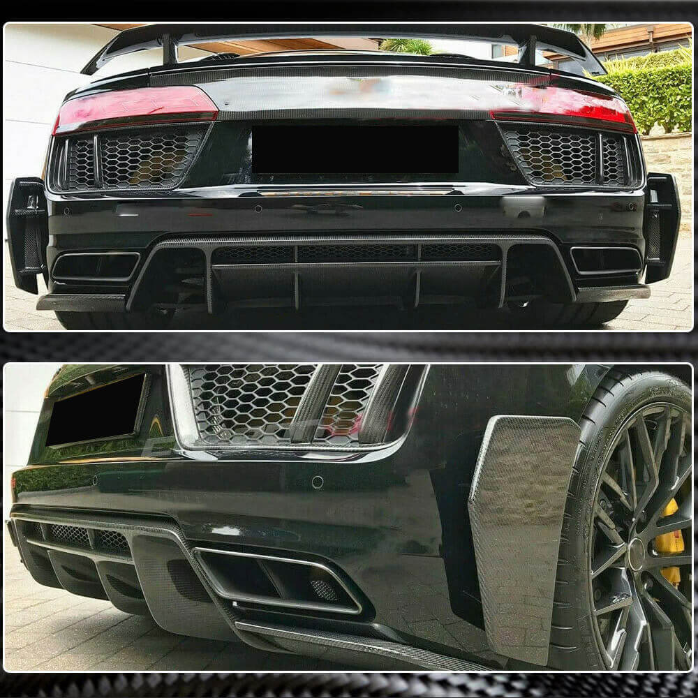 Audi R8 V10 Gen 2 4S 2016-2019 Rear Bumper Splitters Carbon Fiber-Ahacarbon