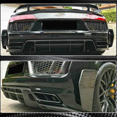 Audi R8 V10 Gen 2 4S 2016-2019 Rear Bumper Splitters Carbon Fiber-Ahacarbon