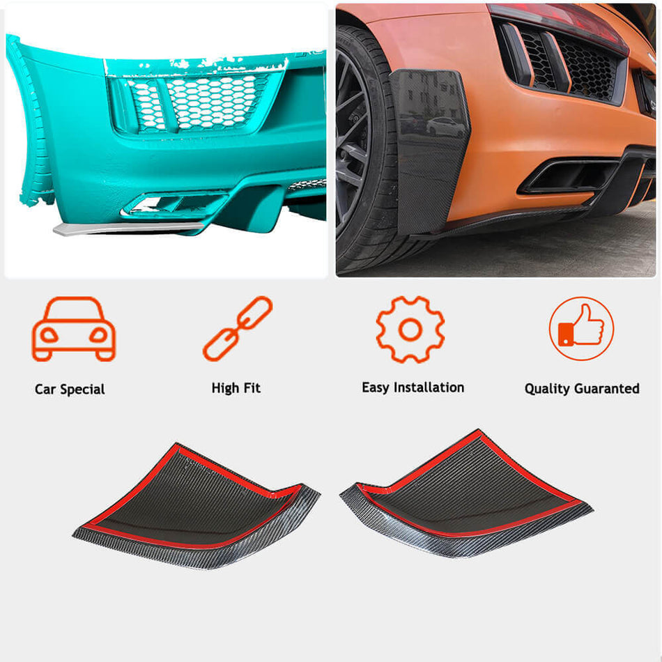 Audi R8 V10 Gen 2 4S 2016-2019 Rear Bumper Splitters Carbon Fiber-Ahacarbon