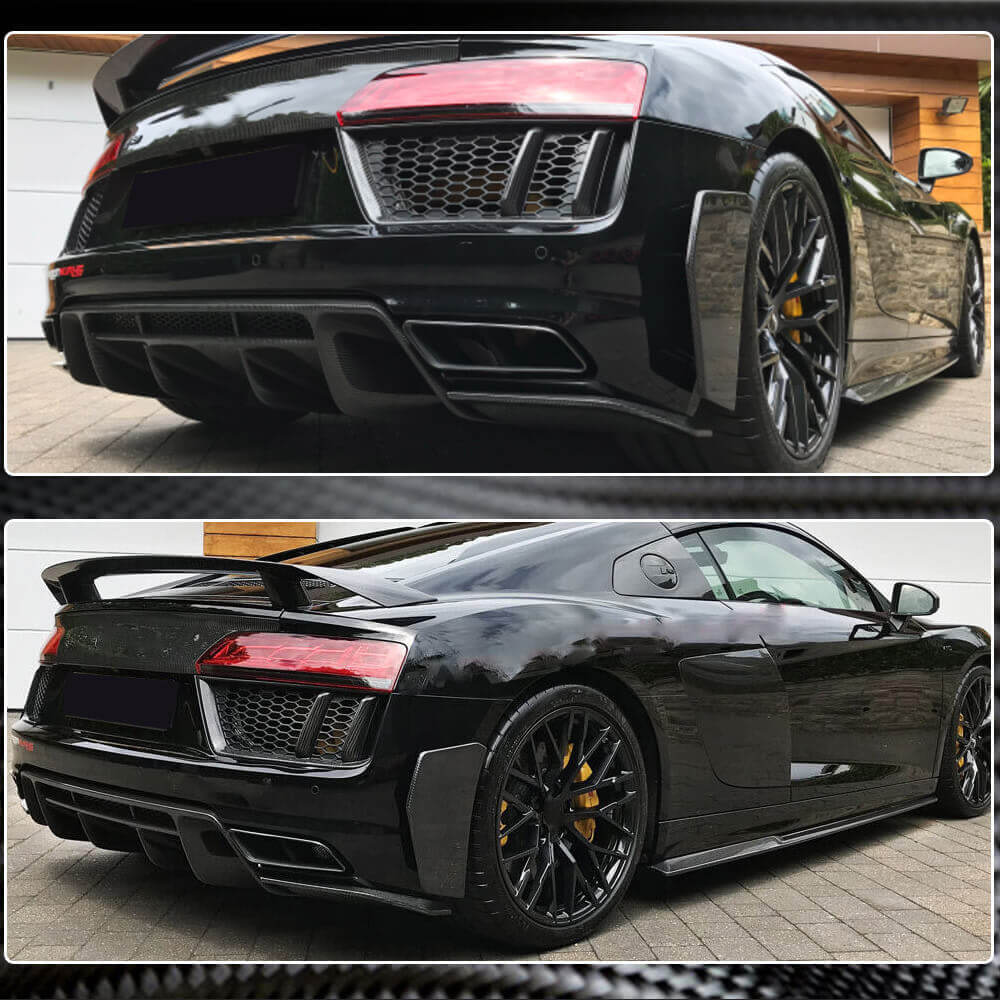 Audi R8 V10 Gen 2 4S 2016-2019 Rear Bumper Splitters Carbon Fiber-Ahacarbon