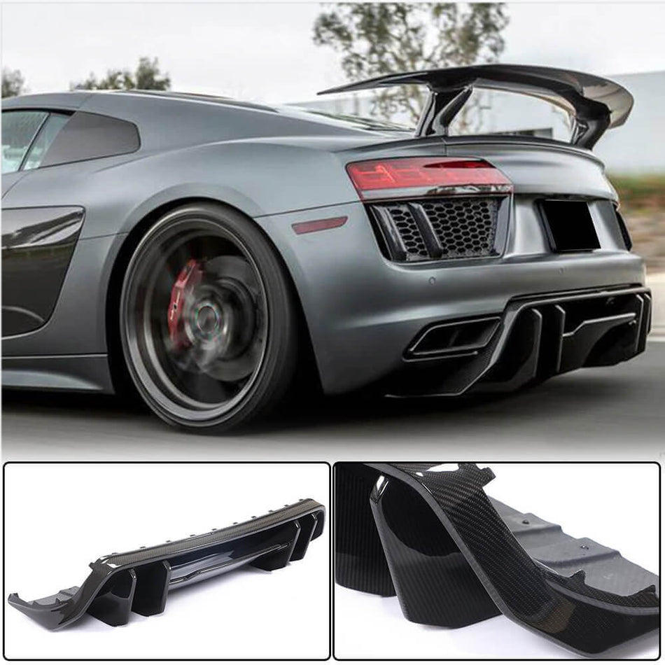 Audi R8 (Gen2 4S) V10 2016-2019 Rear Bumper Diffuser Dry Carbon Fiber-Ahacarbon